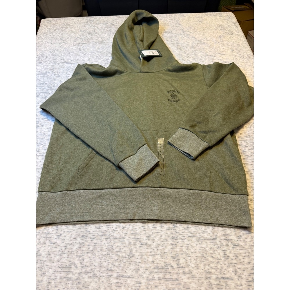 Alpine Design Womens Olive Haze Heather Hooded Pullover Hoodie Size L NWT‎